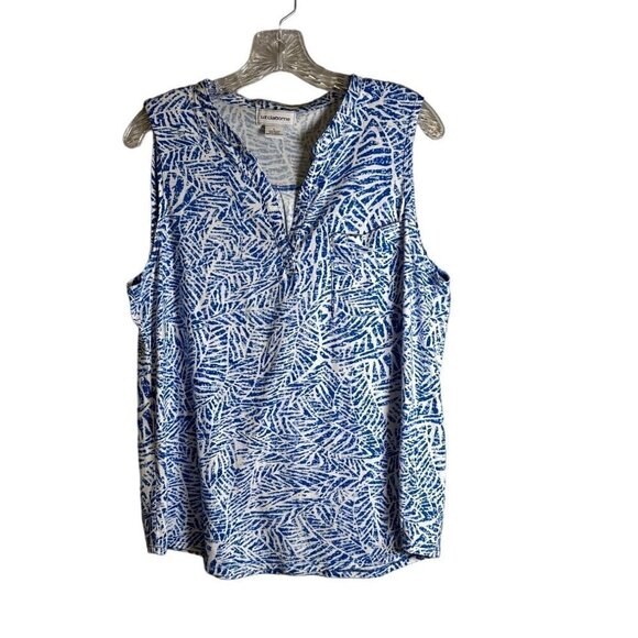 Liz Claiborne Tops - Liz Claiborne Women's Cotton Blue & White Sleeveless Tunic Top Size Large